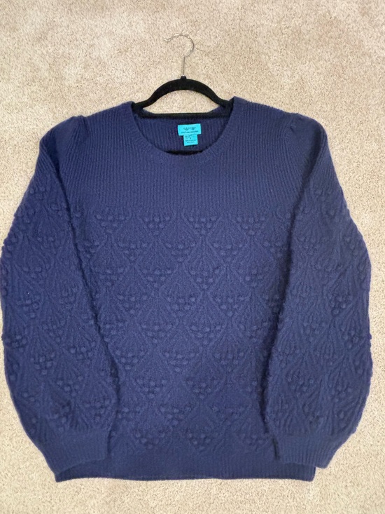 Nautica Sweaters - Two Bees Cashmere Navy Diamond-Textured Crewneck Sweater